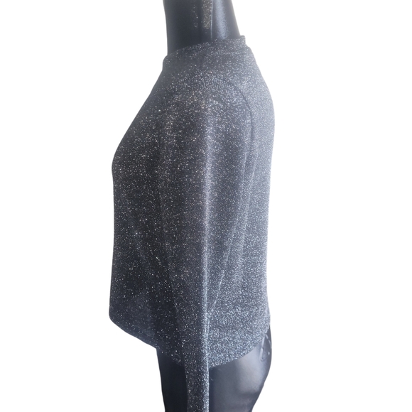 Divided By H&M Black Silver Shimmery Long Sleeve Top XS - Picture 5 of 7
